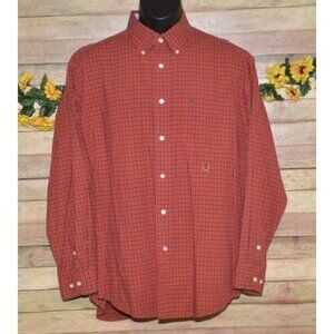 Vintage Tommy Hilfiger Oxford Button Down Shirt Lion Crest Logo Men's L Plaid